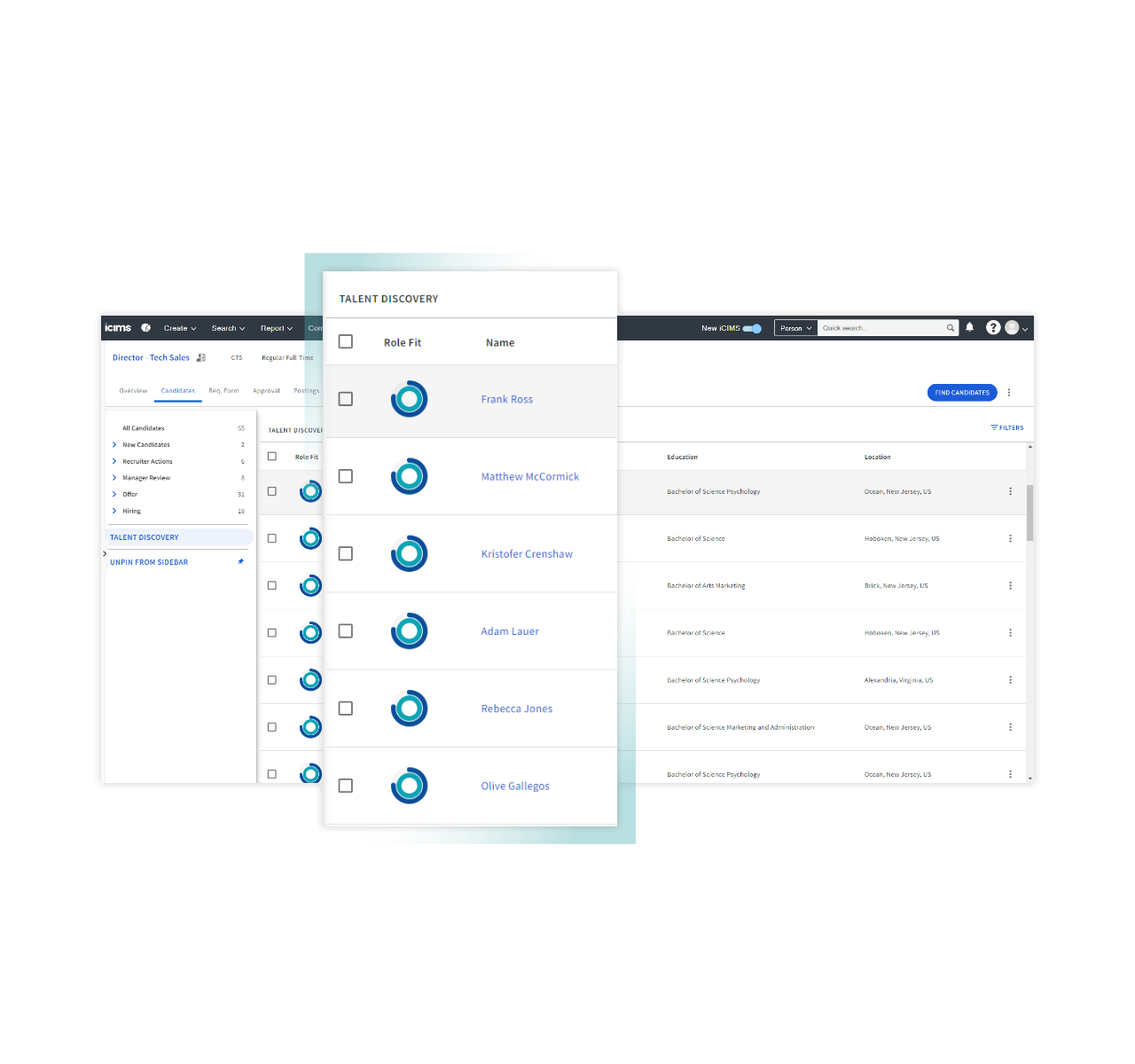iCIMS Applicant Tracking enterprise solution includes AI that makes focusing on the most qualified candidates easier
