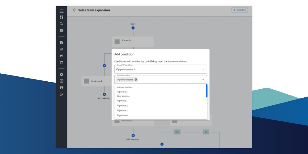 Conditional logic tree inside iCIMS CXM's campaign builder