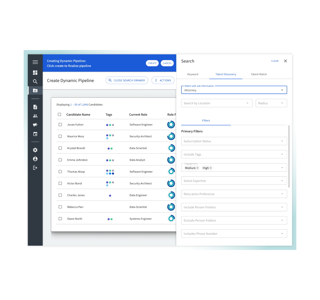 Promising candidate pipeline within the candidate relationship management tool