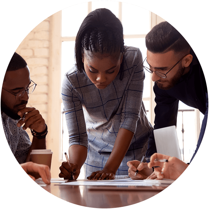 Recruiters discussing diversity and inclusion strategies.