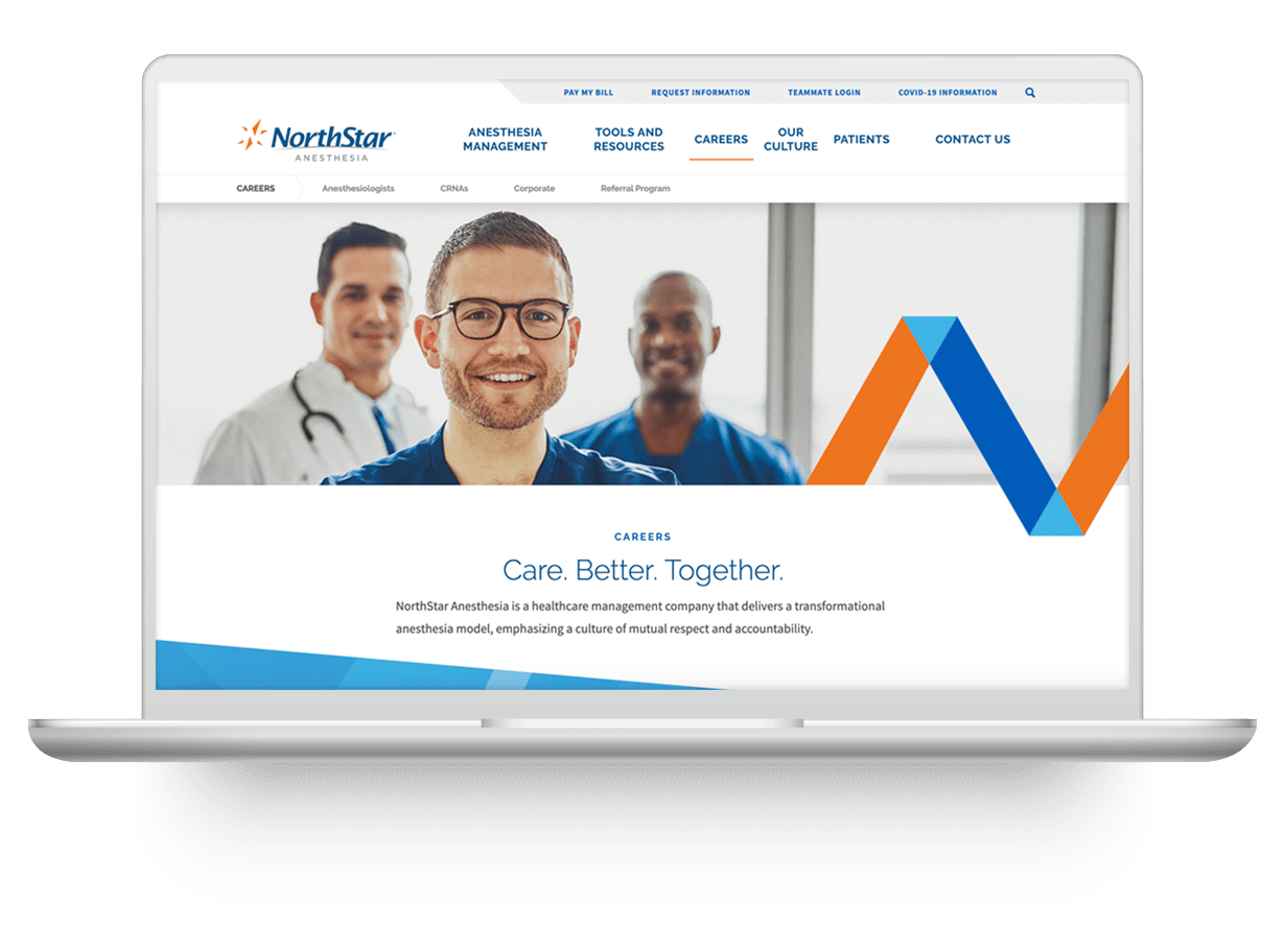 Laptop screen showing the career page for NorthStar Anesthesia