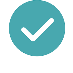 Check mark in teal circle.
