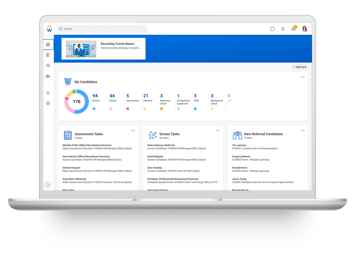 Laptop screen showing iCIMS and Workday integrated software